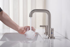 Bathroom Faucet For Bathroom Sink With Two Handles, Pop Up Drain And Supply Lines