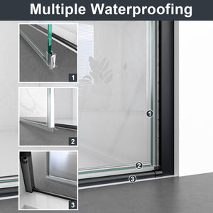 32"W x 72"H Frameless Circular Pivot Shower Door in Matte Black