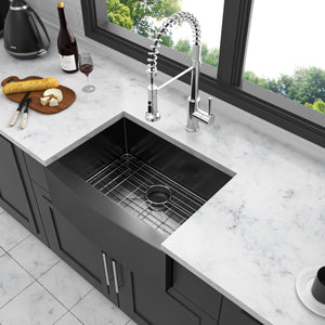 Farmhouse Kitchen Sink, Stainless Steel, Apron Front