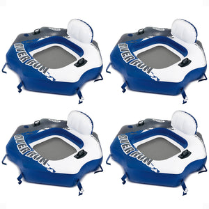 Intex River Run Connect Vinyl Lounge Inflatable Floating Water Tubes (4 Pack)