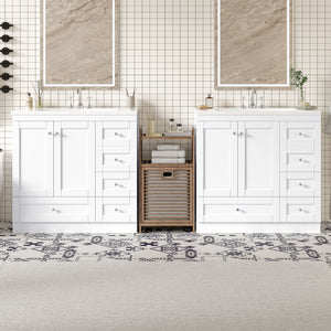 Shaker Free Standing Bathroom Vanity Cabinet & Sink, Soft Close Drawers, Soft Close Doors