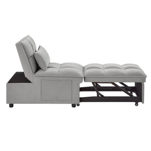 4 in 1 Multi-Function Single Sofa Bed with Storage Pockets Gray