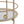 Round Bar Cart with Tempered Glass Shelves and Gold Accents