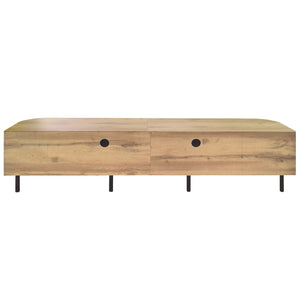70" TV Stand With Doors, Construction For TVs Up To 80" - Natural Wood
