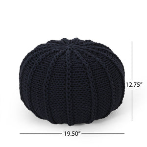 Bordeaux Knitted Round Pouf Ottoman And Floor Cushion