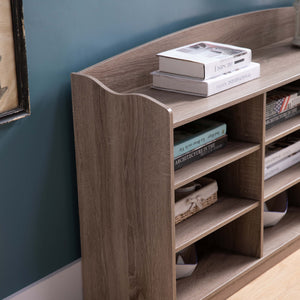 Wooden Shoe Storage Bench with Nine Storage Shelves