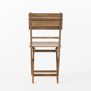 Outdoor Foldable Wood Dining Chair With Slat Design (Set of 2)