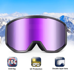 EXP VISION Ski/Snowboard Goggles for Men Women, OTG Snow Goggles Anti Fog UV Protection