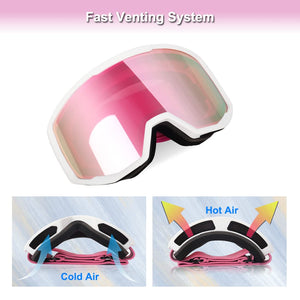 EXP VISION Ski/Snowboard Goggles for Men Women, OTG Snow Goggles Anti Fog UV Protection