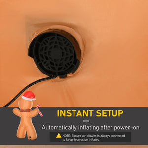 Outdoor Inflatable Gingerbread Man with Candy Cane