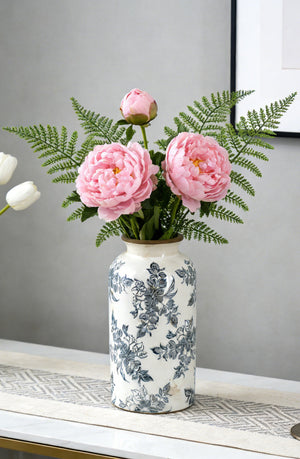 5.3x5.3x10.2" Flower Vase with Floral Pattern
