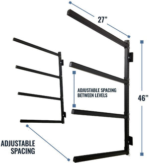 Outdoor Wall Rack |  46 Inch Adjustable Height | Kayak & SUP