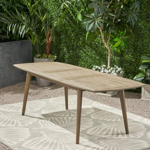 Placidity Outdoor Expandable Dining Table with Slatted Tabletop and Tapered Legs