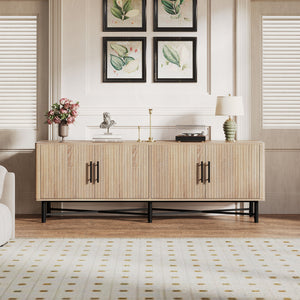 4 Door TV Cabinet with Adjustable Shelves and Storage Spaces