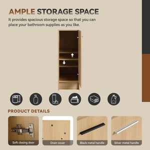 Slim Freestanding Bathroom Storage Cabinet - Light Oak