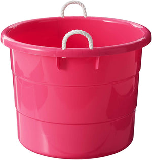 Homz Plastic 18 Gal Utility Bucket Tub w/ Rope Handle, Pink (2 Pack)