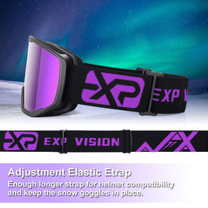 EXP VISION Ski/Snowboard Goggles for Men Women, OTG Snow Goggles Anti Fog UV Protection
