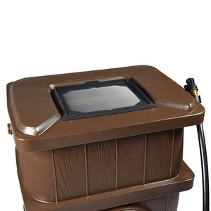 FCMP Outdoor 45 Gal Wood Grain Rain Catcher Barrel Container Brown (2 Pack)
