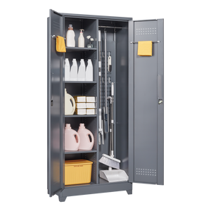 Gray And Metal Storage Cabinet