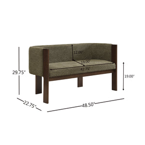 48.5" Upholstered Solid Loveseat (Walnut+Green)