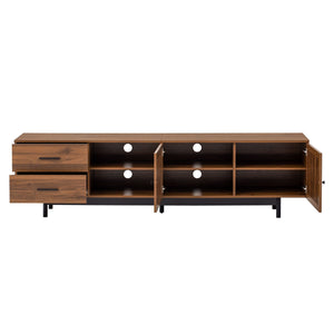 78" TV Stand For TVs Up To 85" Entertainment Center With Deep Drawers & Cable Management, Soft Closing Hinges - Walnut