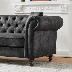 Chesterfield Loveseat, High Tech Fabric Roll Armrest
