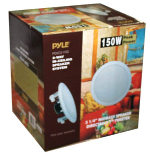 Pyle PDIC51RD 5.25 Inch Round 150 Watt In Ceiling, or In-Wall Speakers, White - TRAPSKI
