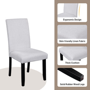 5 Piece Round Dining Table Set, Modern Dining Table And 4 Upholstered Chairs For Dining Room