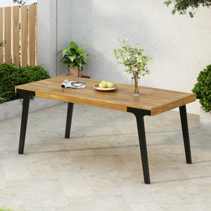 Acacia Wood Patio Dining Table, 69'L Rectangle Outdoor Table