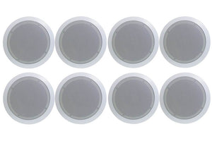 Pyle PDIC51RD 150W 5.25" Round Flush Mount In-Wall/Ceiling Home Speakers, 8 Pack - TRAPSKI