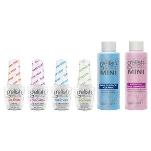 Gelish MINI Complete Basix Gel Nail Polish Prep Essentials Starter Kit Package - TRAPSKI