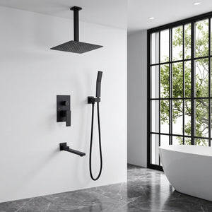 Matte Shower System with Tub Spout and 10 Inch Shower Head