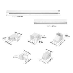 Mini Split Line Set Cover 3 Inch W x 15.8 Ft L PVC Decorative Pipe Line Cover