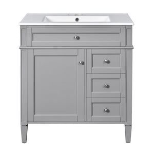 Bathroom Vanity With Top Sink, 2 Drawers & Tip Out Drawer