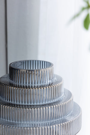 Multi-Tiered Geometric Vase with Smoked Glass Finish