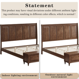 Sleigh Bed Frame With Tall Headboard And Storage Bench