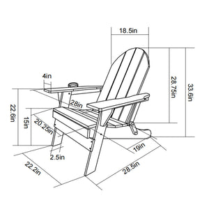 Folding Adirondack Chair with Dual Cup Holder - Navy Blue