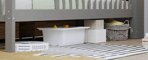 Bed With Headboard Storage Rack, 2 Under Bed Drawers, 3 Side Guardrails For Safety