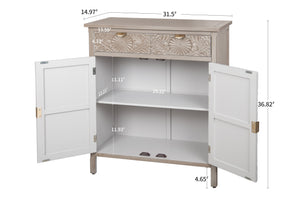 Hand-Carved Accent Cabinet with Drawer and Doors