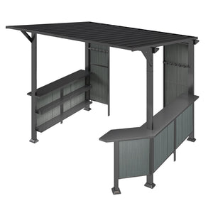 9X10FT Hardtop Grill Gazebo with Storage Shelves and Expansion Platform