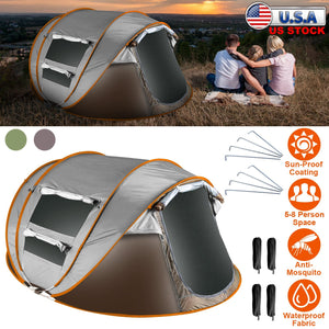 3-4 Person Pop Up Tent Automatic Setup Camping Tent Waterproof Instant Setup Tent with 2 Mosquito Net Windows Carrying Bag for Hiking Climbing Adventu