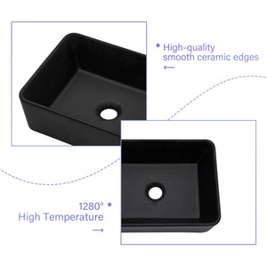 Sleek Ceramic Rectangular Vessel Bathroom Sink