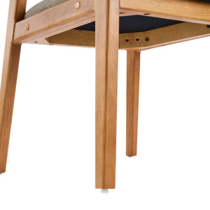 Indoor Upholstered Dining Chair Set of 2 - Oatmeal / Teak