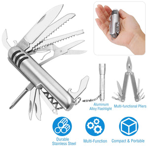 Outdoor Survival Tool Set Pocket Knife Pliers Flashlight Survival Emergency Kit for Camping Hiking Adventure Fishing Hunting
