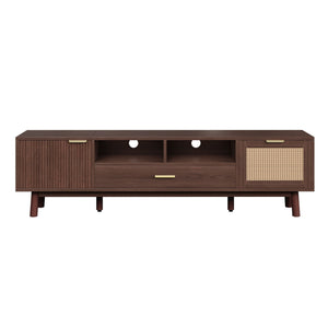 TV Stand for 75" TVs with Soft-Closing Doors and Drop-Down Cabinet