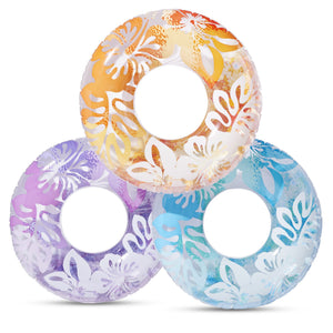 Intex 36 Inch Colorful Transparent Inflatable Swimming Pool Single Ring Float - TRAPSKI