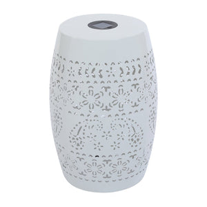 Solar Side Table with Built-in Solar Battery (White)