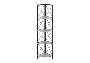 4-Tier Corner Bookshelf with Marble Look and Metal Frame
