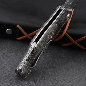 Galaxy Japanese Damascus Folding Pocket Knife with Maple Burl Wood Handle