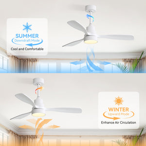 48 Inch Wood Ceiling Fan With Light and Remote Control